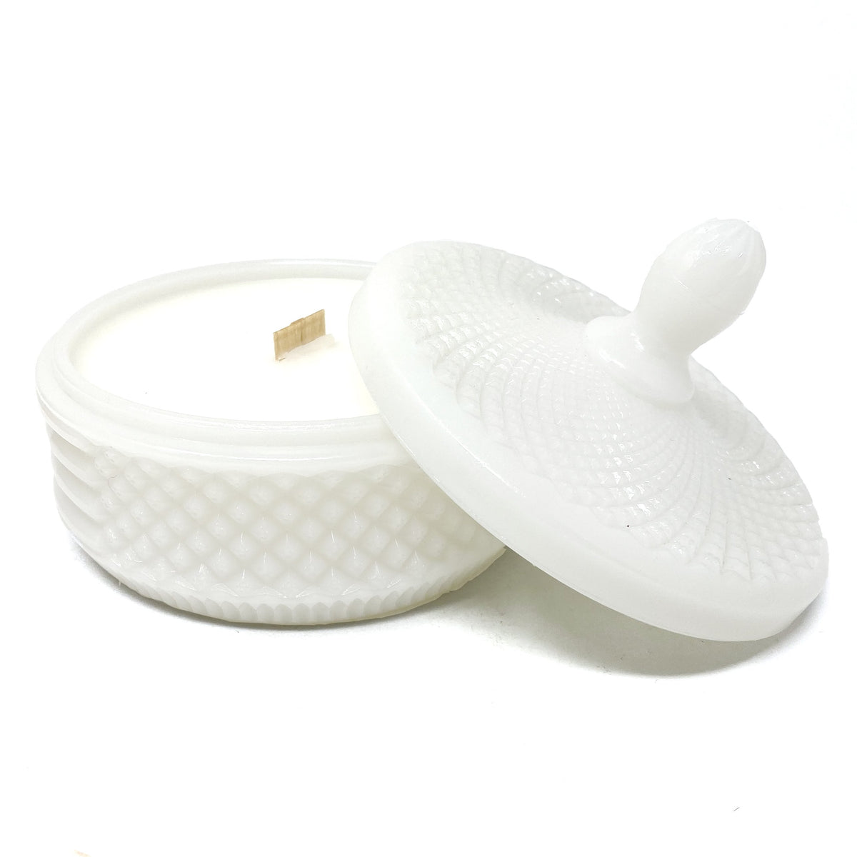 Cary Etched Milk Glass Candle Old Flame Candle Co